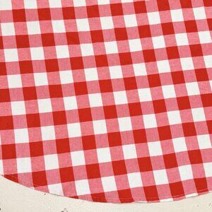 Pioneer Woman Gingham Check Tablecloth 68 in Round Red White Picnic Country